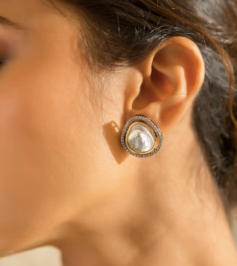 Silver & Gold Zirconia Earring Studs