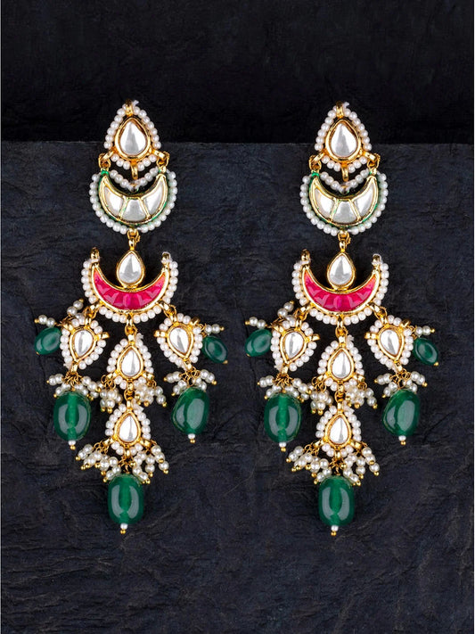 Red Chand Emerald Dangler Earrings