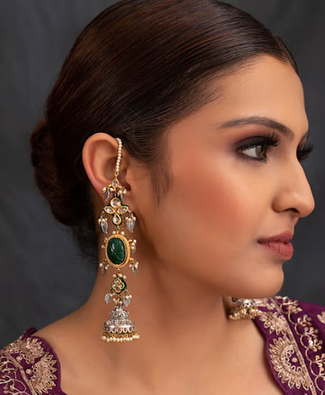 Emerald Silver Jhumkis