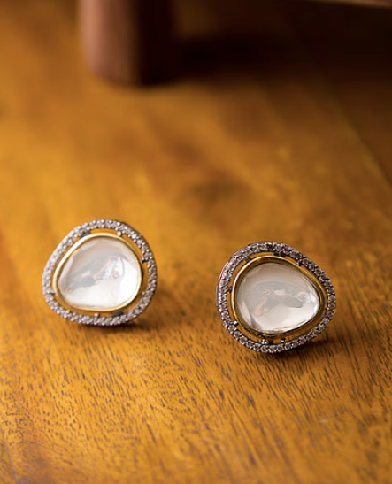 Silver & Gold Zirconia Earring Studs