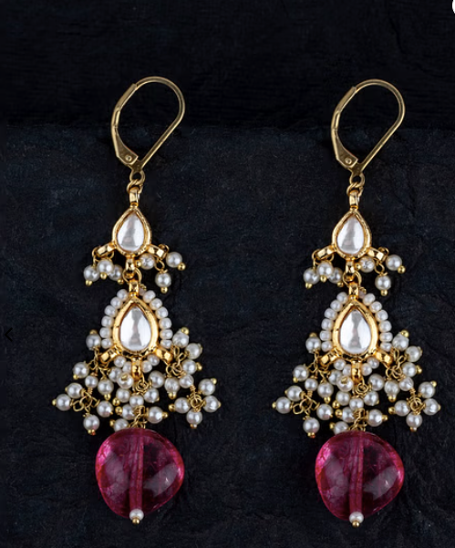 Kundan Tourmaline Drop Earrings