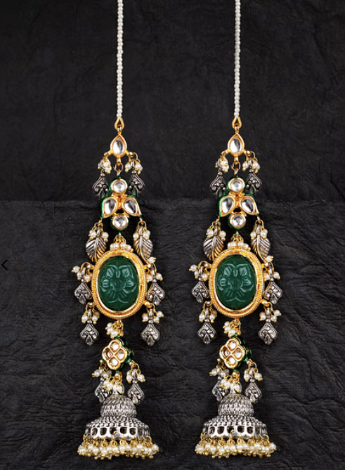 Emerald Silver Jhumkis